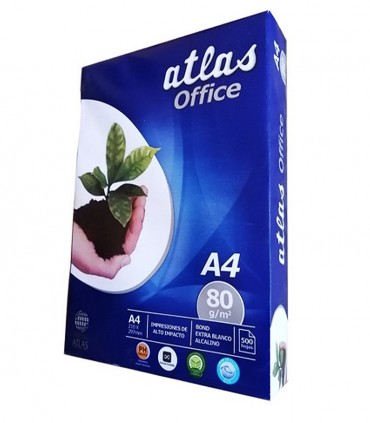 PAPEL BOND ATLAS DE 80 GR. T: A-4 (PQTX500 H) BLANCO